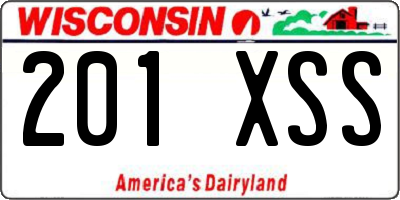 WI license plate 201XSS