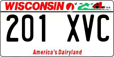 WI license plate 201XVC