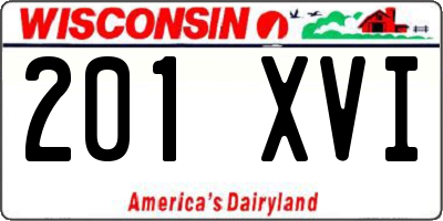 WI license plate 201XVI