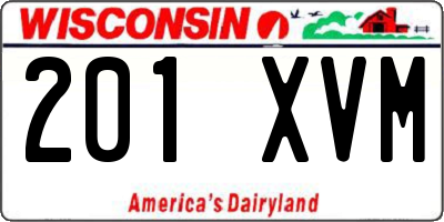 WI license plate 201XVM