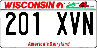 WI license plate 201XVN