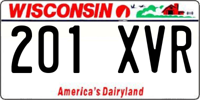 WI license plate 201XVR
