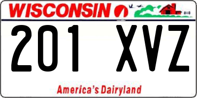 WI license plate 201XVZ