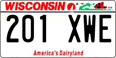 WI license plate 201XWE