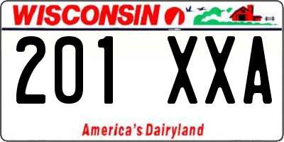 WI license plate 201XXA