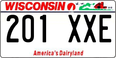 WI license plate 201XXE