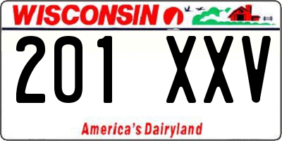 WI license plate 201XXV