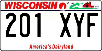WI license plate 201XYF