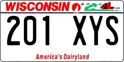 WI license plate 201XYS