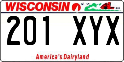 WI license plate 201XYX
