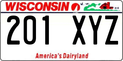 WI license plate 201XYZ