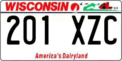 WI license plate 201XZC