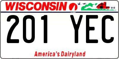WI license plate 201YEC