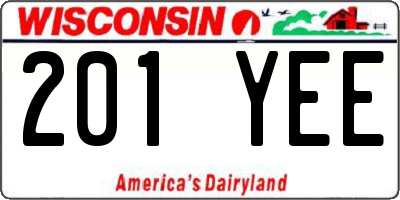 WI license plate 201YEE
