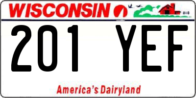 WI license plate 201YEF