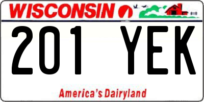 WI license plate 201YEK