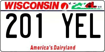 WI license plate 201YEL
