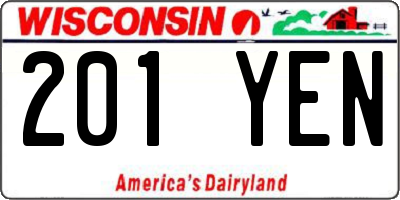 WI license plate 201YEN