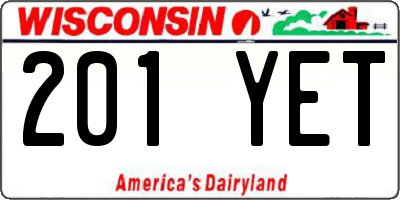 WI license plate 201YET