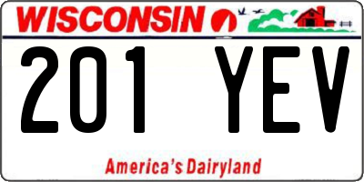 WI license plate 201YEV