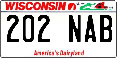 WI license plate 202NAB