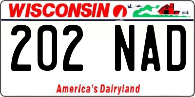 WI license plate 202NAD