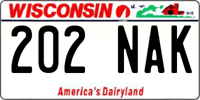 WI license plate 202NAK