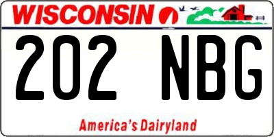 WI license plate 202NBG