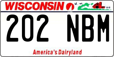 WI license plate 202NBM