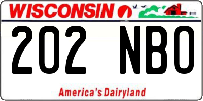 WI license plate 202NBO
