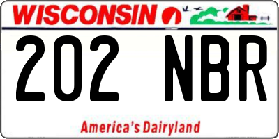 WI license plate 202NBR