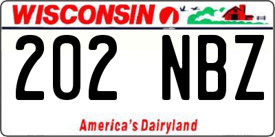 WI license plate 202NBZ