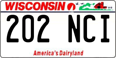 WI license plate 202NCI