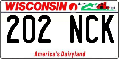 WI license plate 202NCK