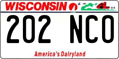 WI license plate 202NCO