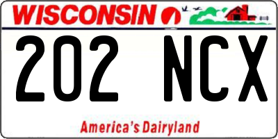 WI license plate 202NCX