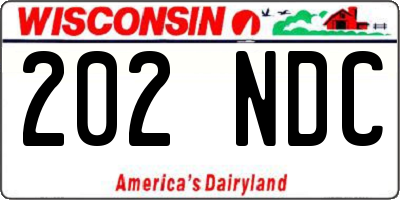 WI license plate 202NDC