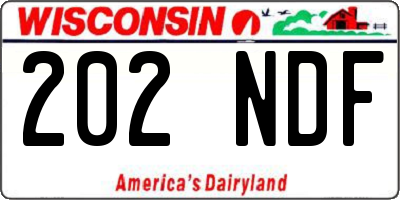 WI license plate 202NDF