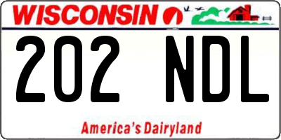 WI license plate 202NDL