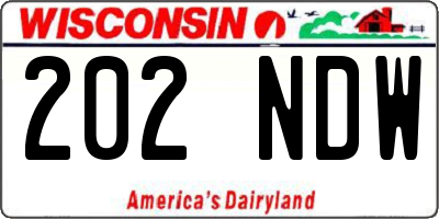 WI license plate 202NDW