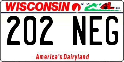 WI license plate 202NEG