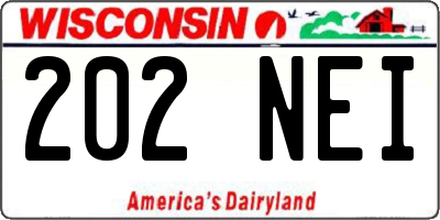 WI license plate 202NEI