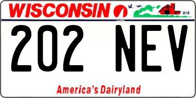 WI license plate 202NEV