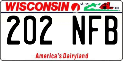 WI license plate 202NFB