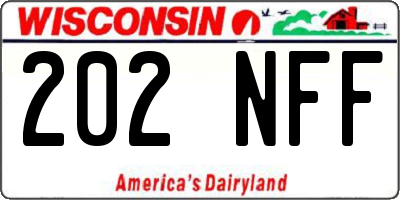 WI license plate 202NFF