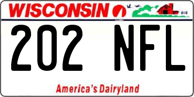 WI license plate 202NFL