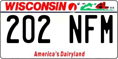 WI license plate 202NFM