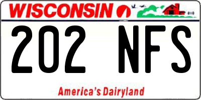 WI license plate 202NFS