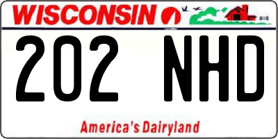 WI license plate 202NHD
