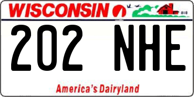 WI license plate 202NHE